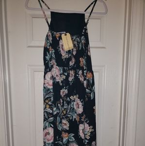Black Floral Maxi Dress with Shorts